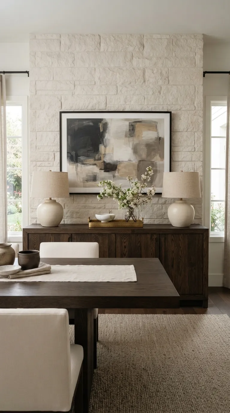dining room console table decor Symmetrical Twin Lamps