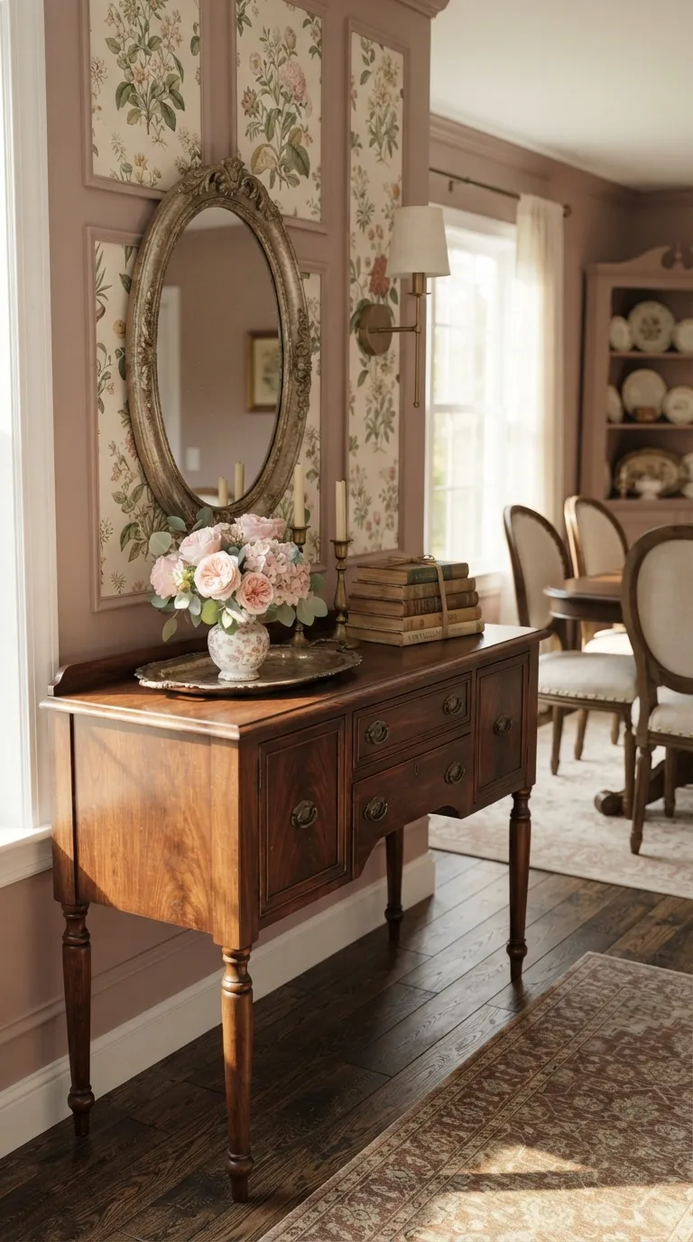 dining room console table decor Vintage-Inspired Charm
