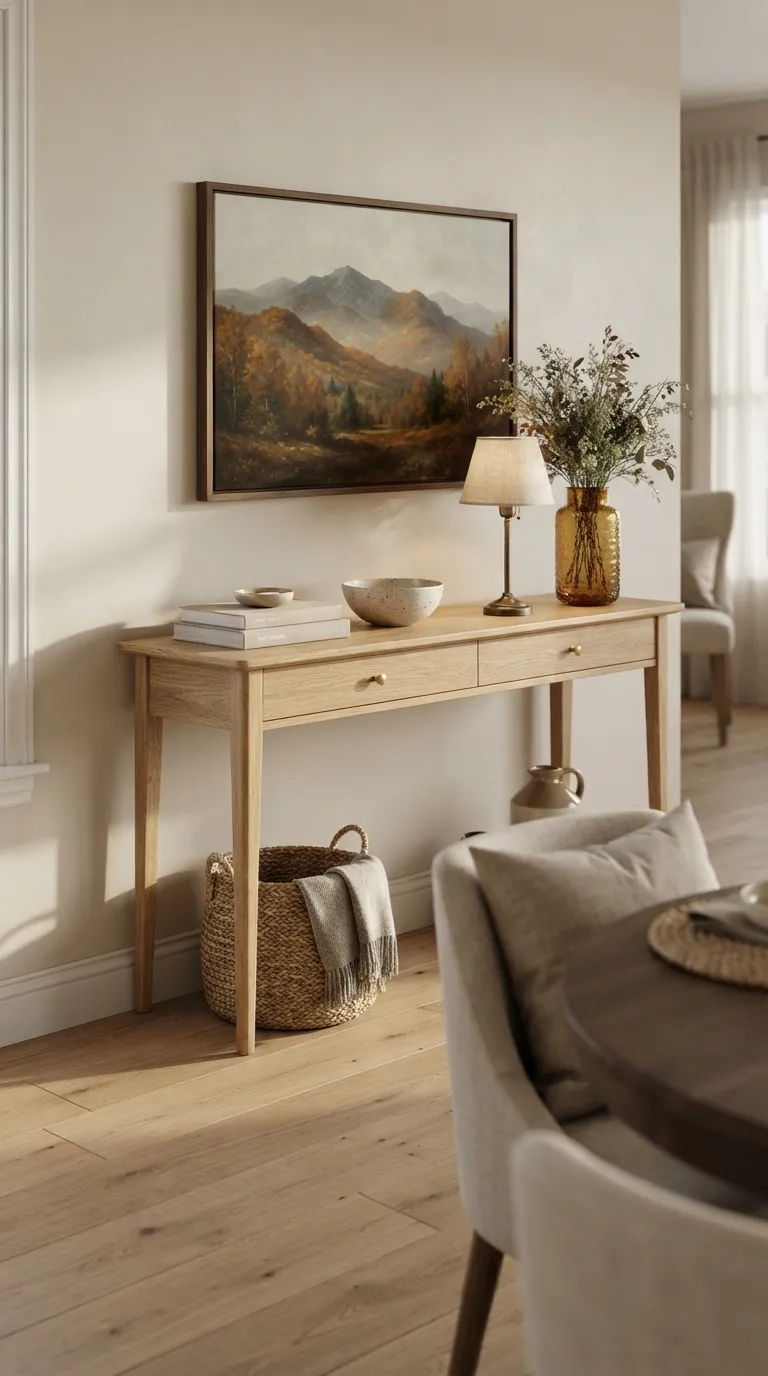 dining room console table decor Warm Wood Layers