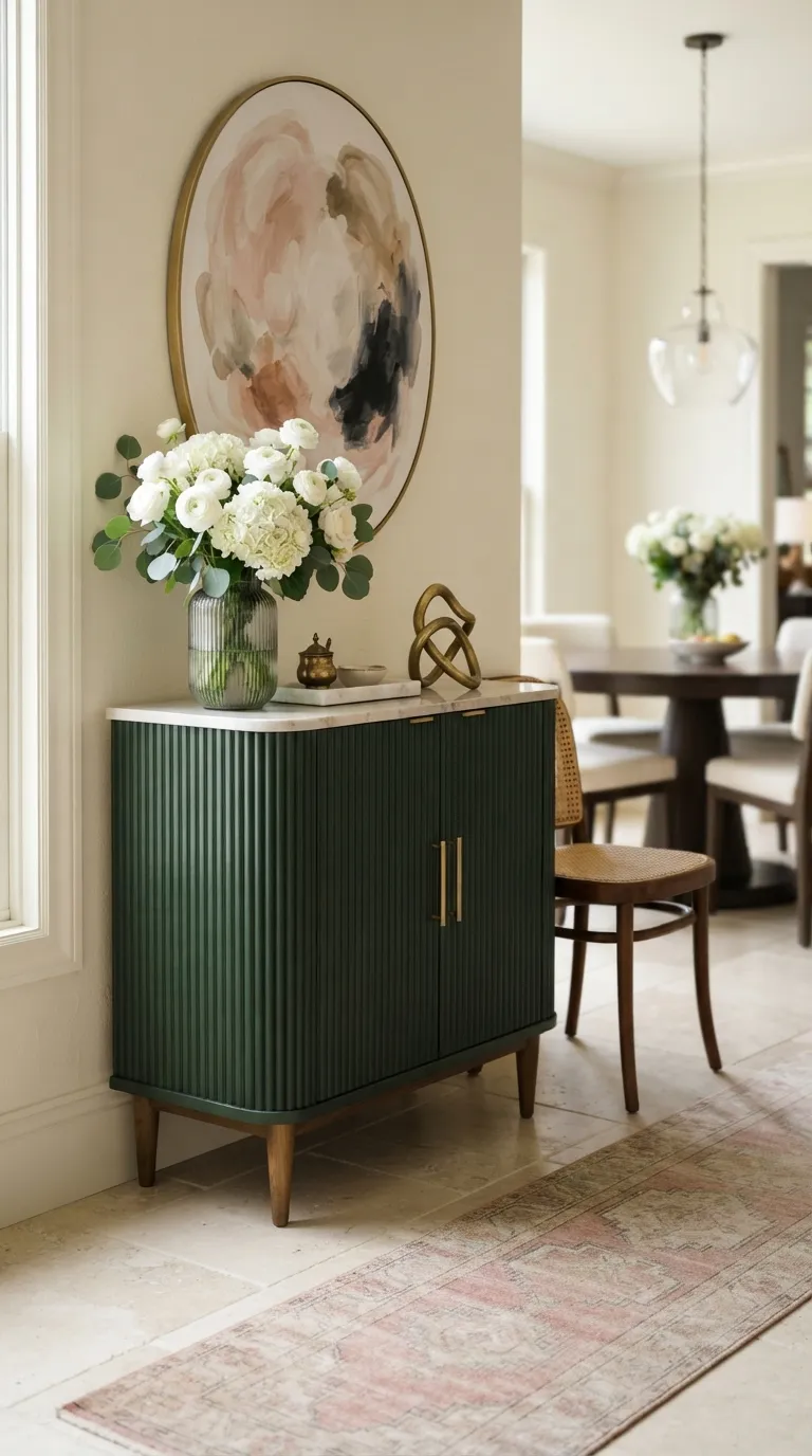 dining room corner decor Fluted Storage Cabinet