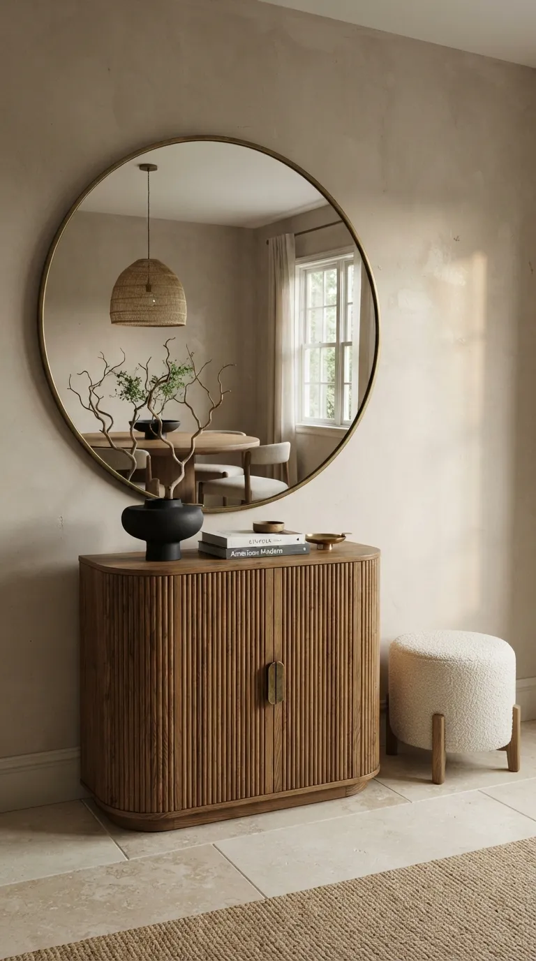 dining room corner decor Oversized Round Mirror