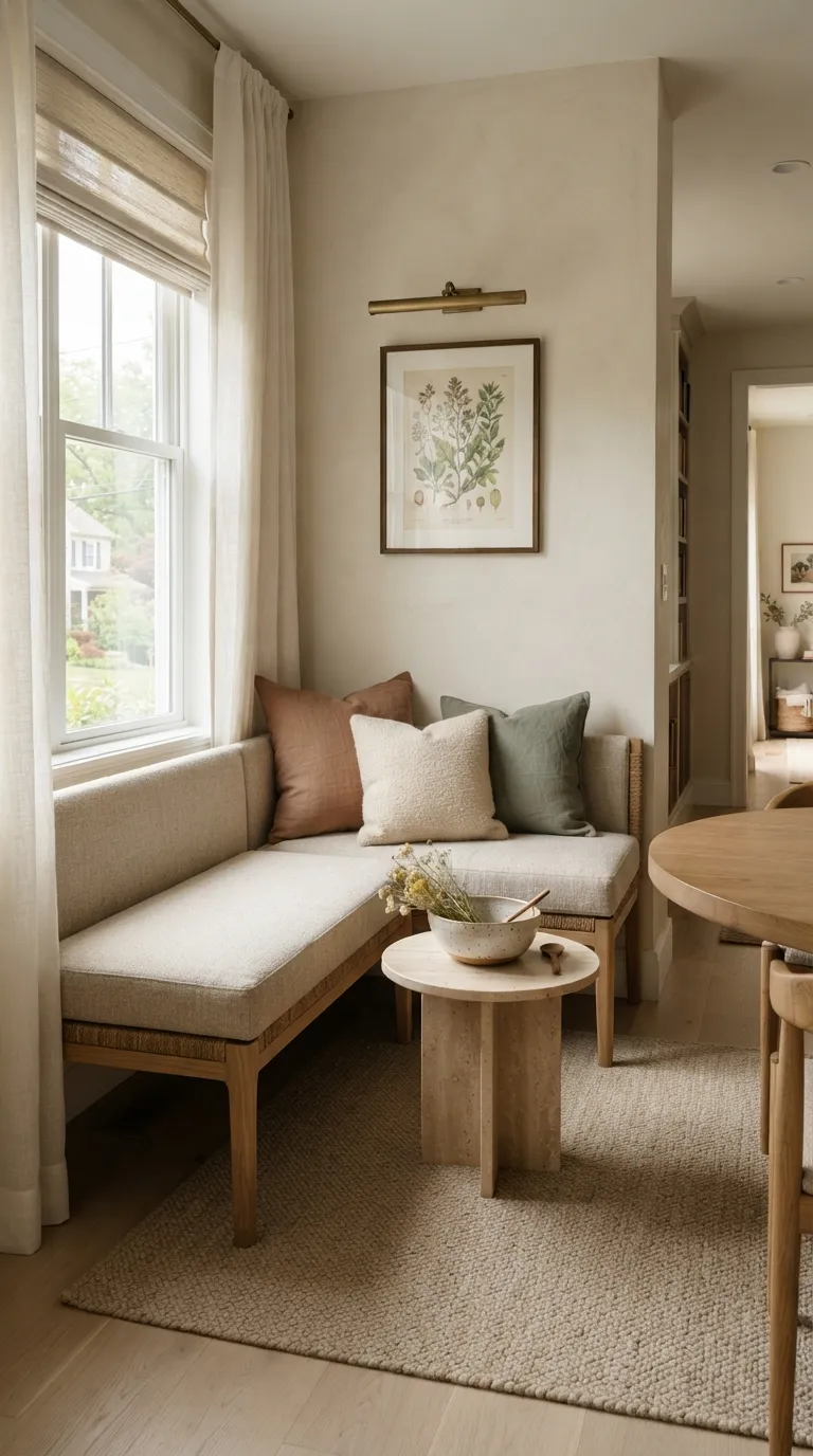 dining room corner decor Woven Banquette Nook