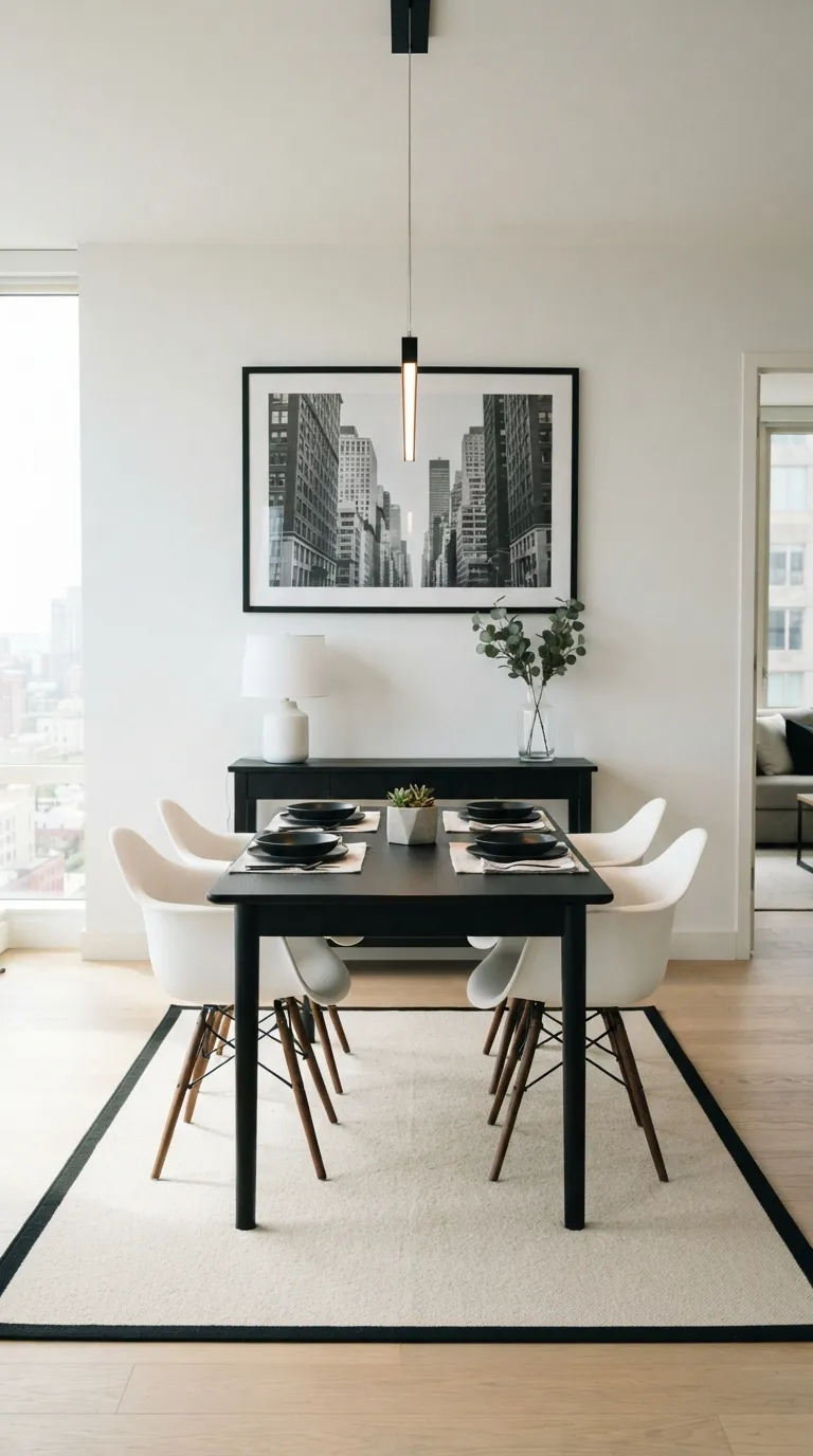 dining room decor apartment Black-and-White Contrast