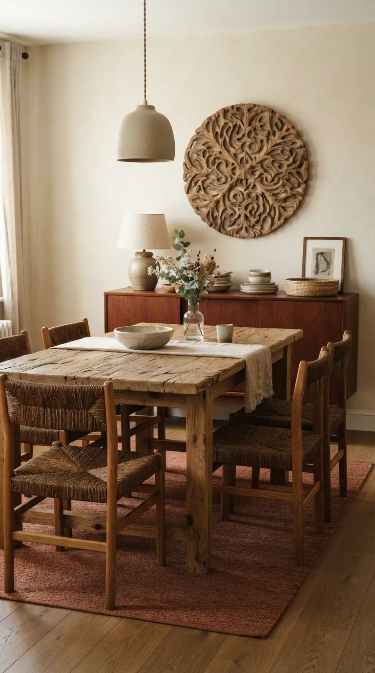 dining room decor apartment Warm Wood Layers