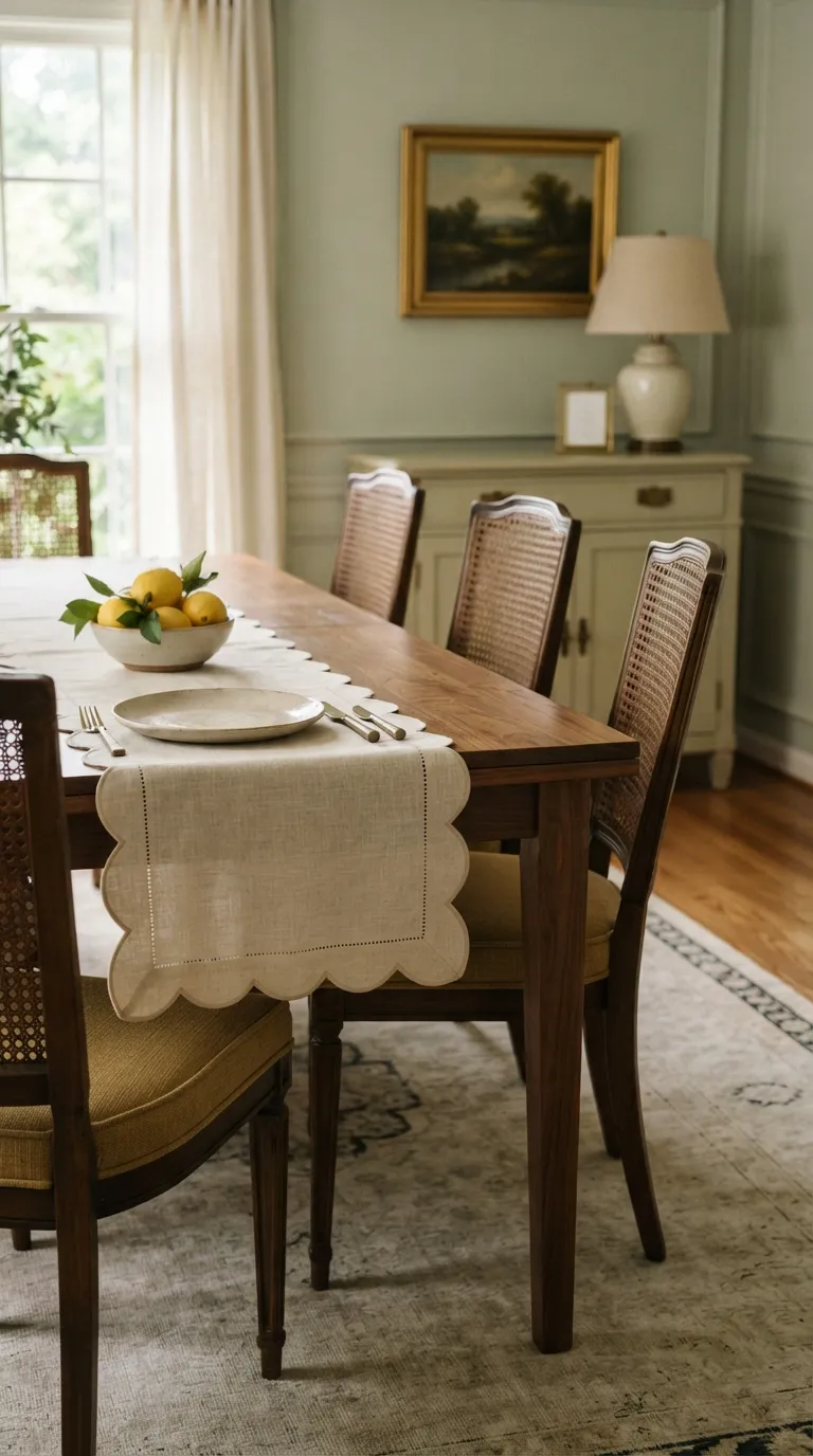 dining room decor traditional Scalloped Table Runner
