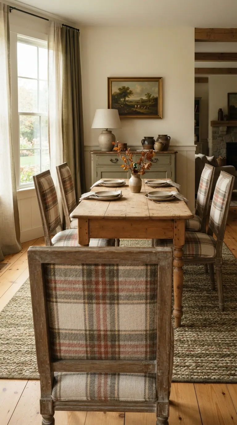 dining room decor traditional Soft Plaid Chairs