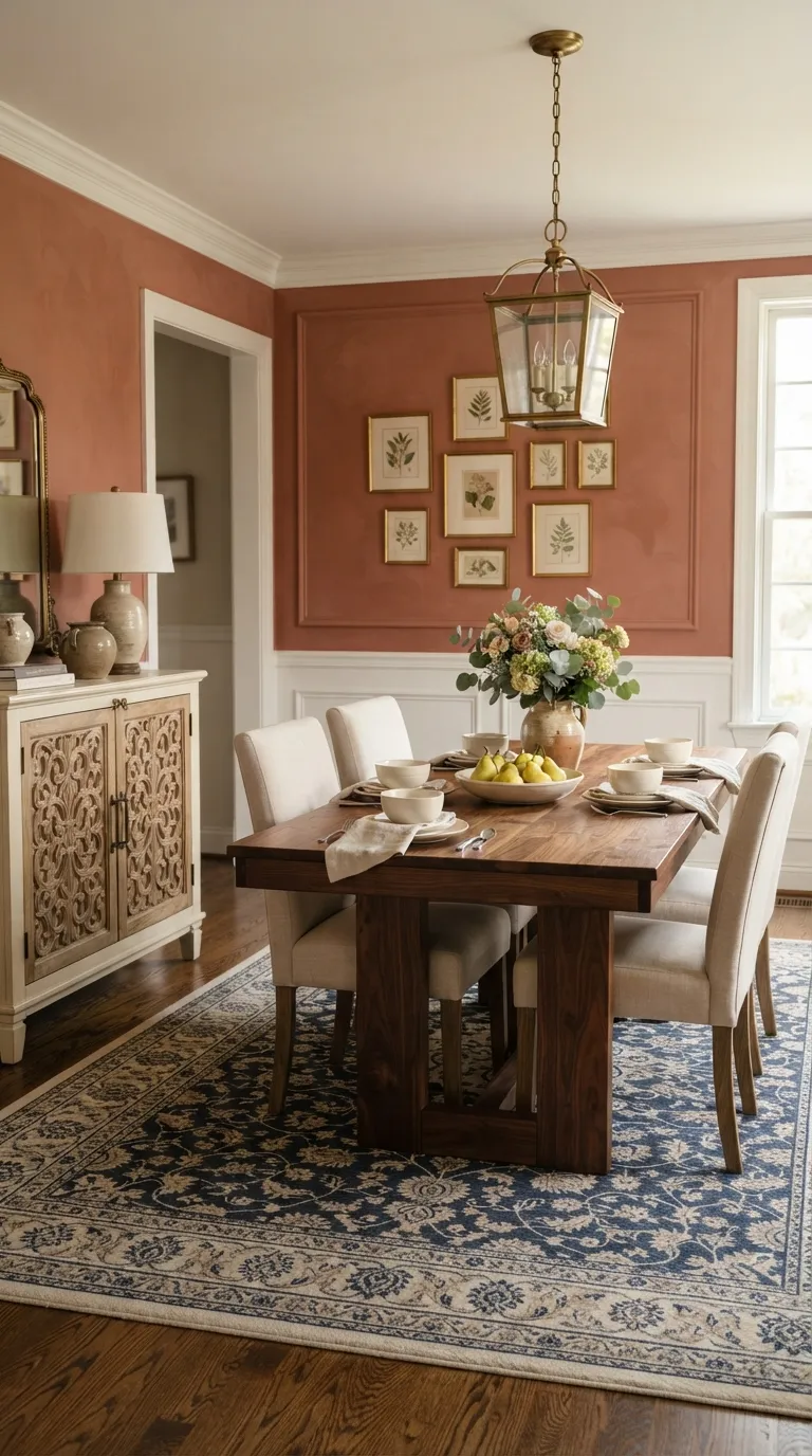 dining room decor traditional Terracotta Accent Wall