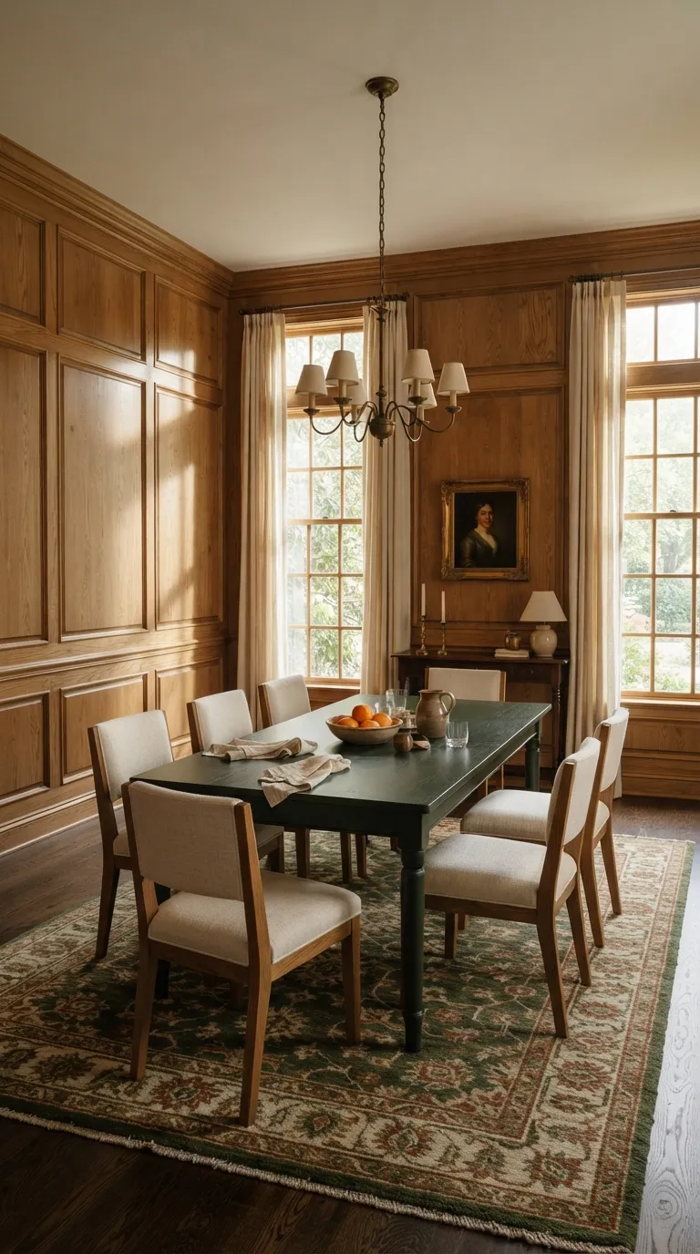 dining room decor traditional Warm Wood Paneling