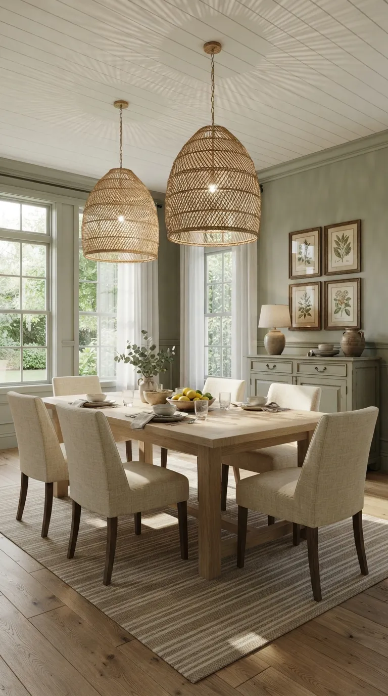dining room decor traditional Woven Dining Pendants