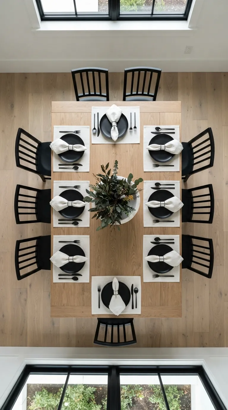 dining room table decor ideas Black And White Contrast