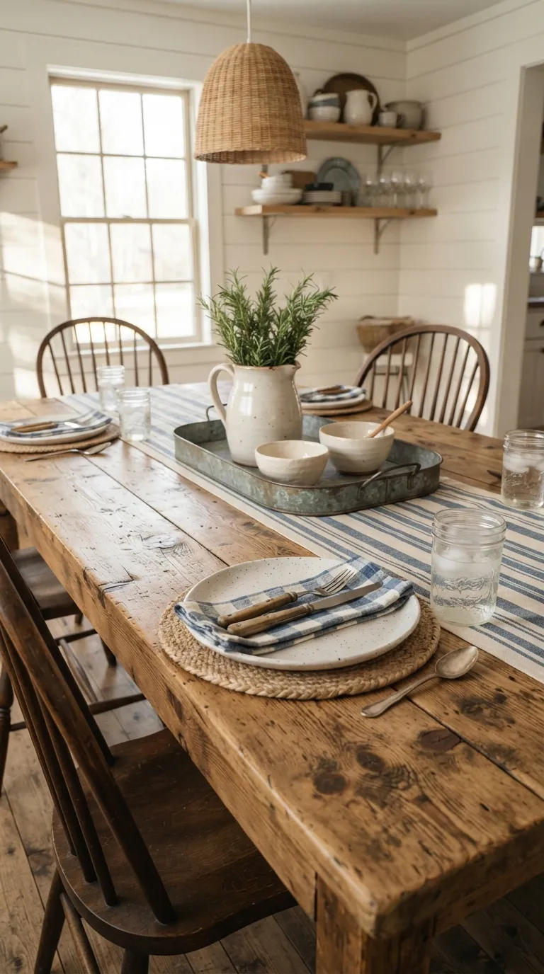 dining room table decor ideas Casual Farmhouse Setting