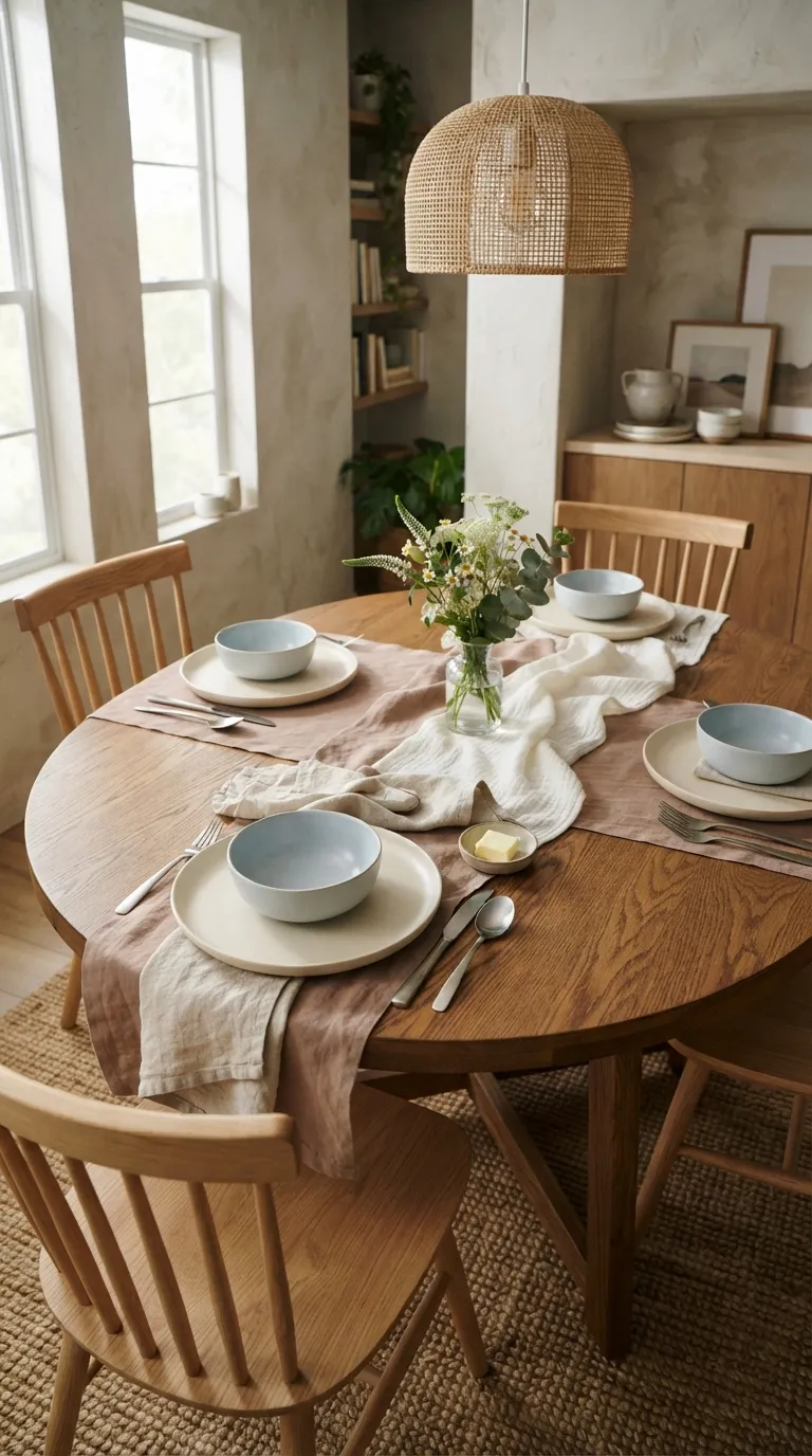 dining room table decor ideas Layered Linen Runner