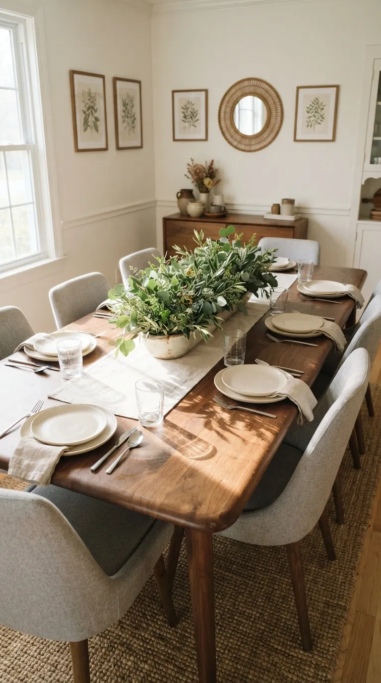 dining room table decor ideas Low Greenery Centerpiece