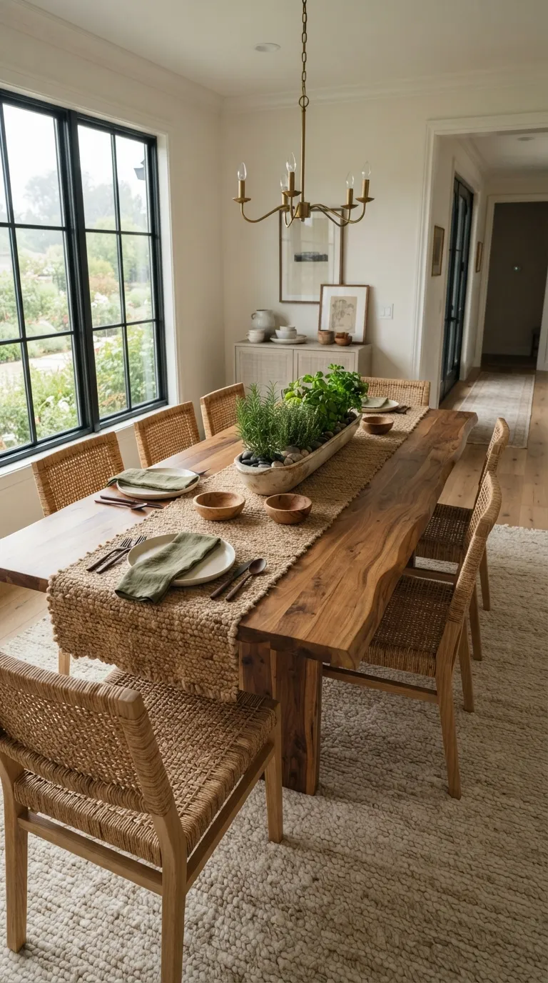 dining room table decor ideas Natural Fiber Runner