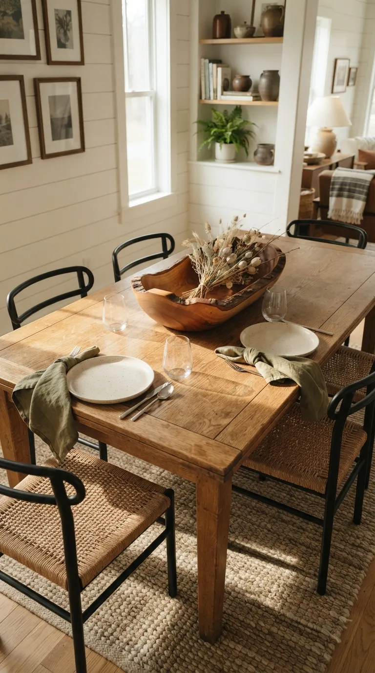 dining room table decor ideas Sculptural Wood Bowl