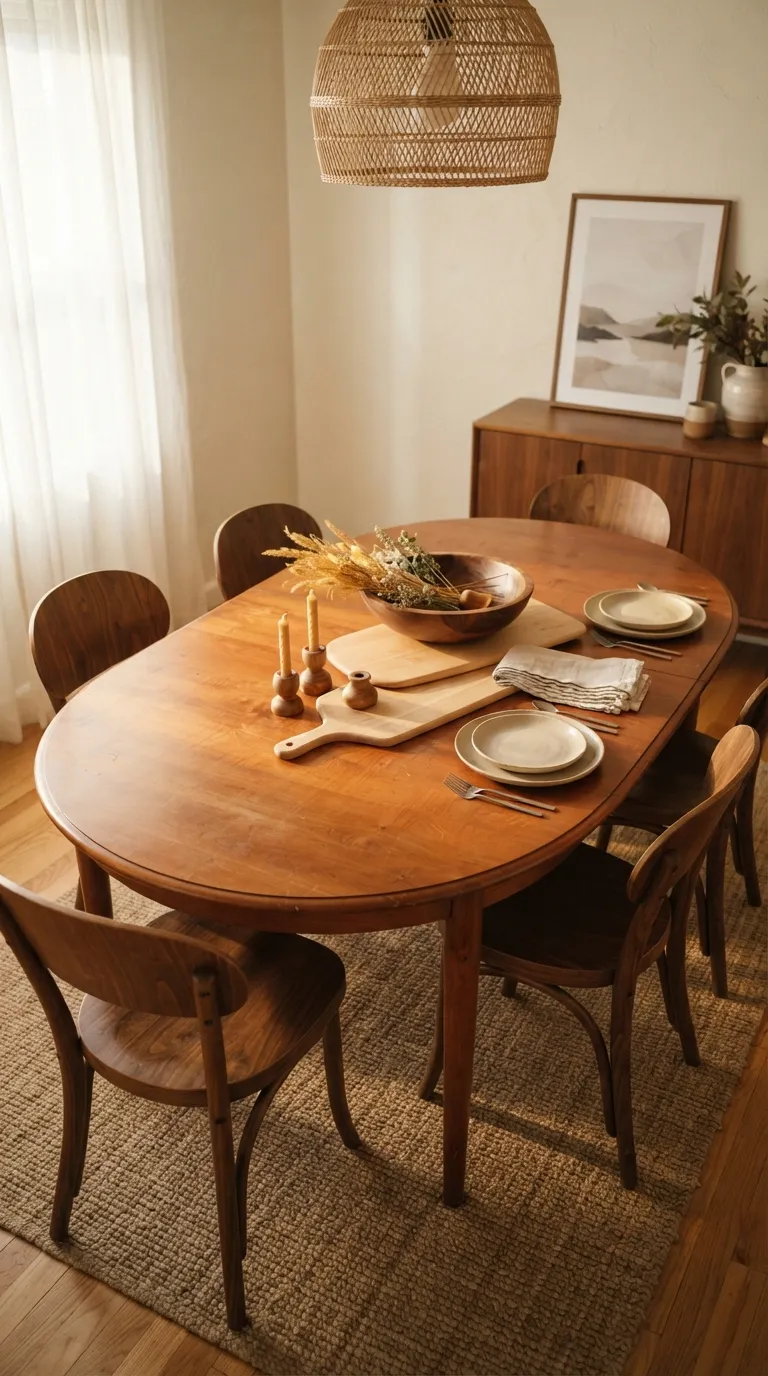 dining room table decor ideas Warm Wood Tones
