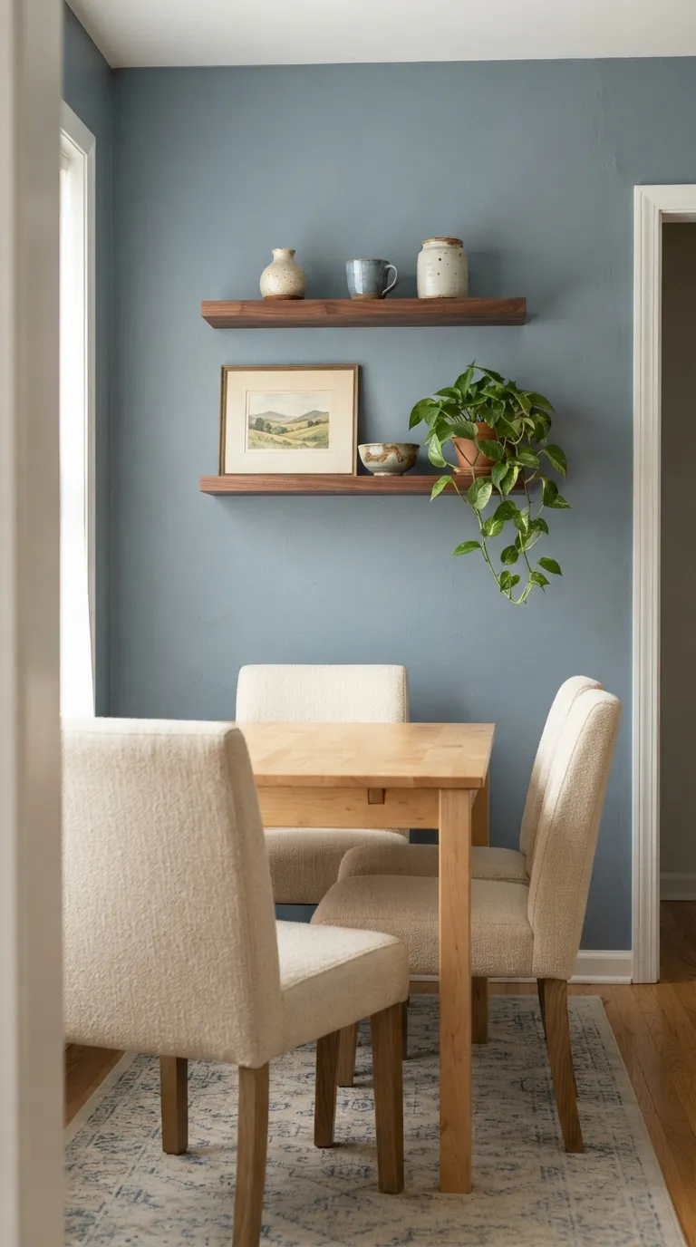 dining room wall decor ideas simple Floating Wood Shelves