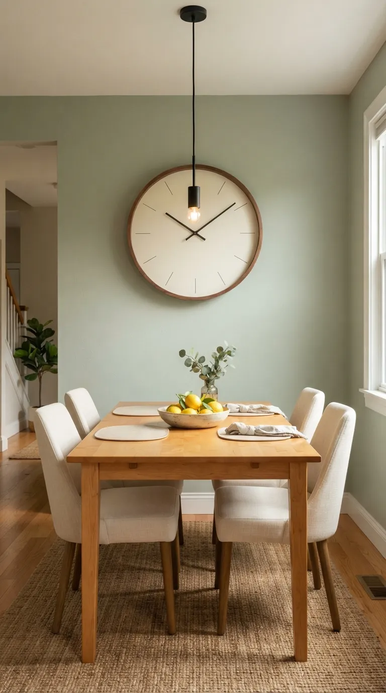 dining room wall decor ideas simple Round Clock Accent