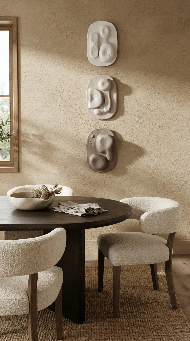 dining room wall decor ideas simple Sculptural Ceramic Wall Art
