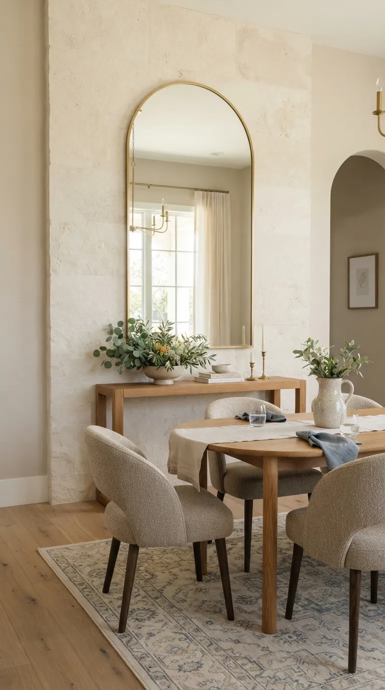 dining room wall decor ideas simple Soft Arched Mirror