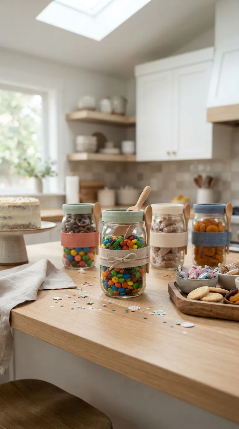 diy birthday decorations Mason Jar Treat Station