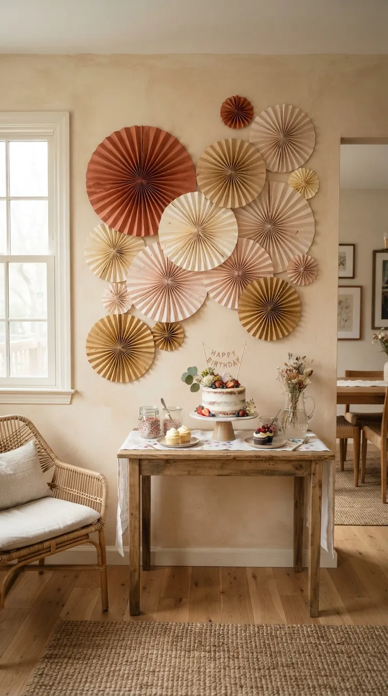 diy birthday decorations Paper Fan Wall