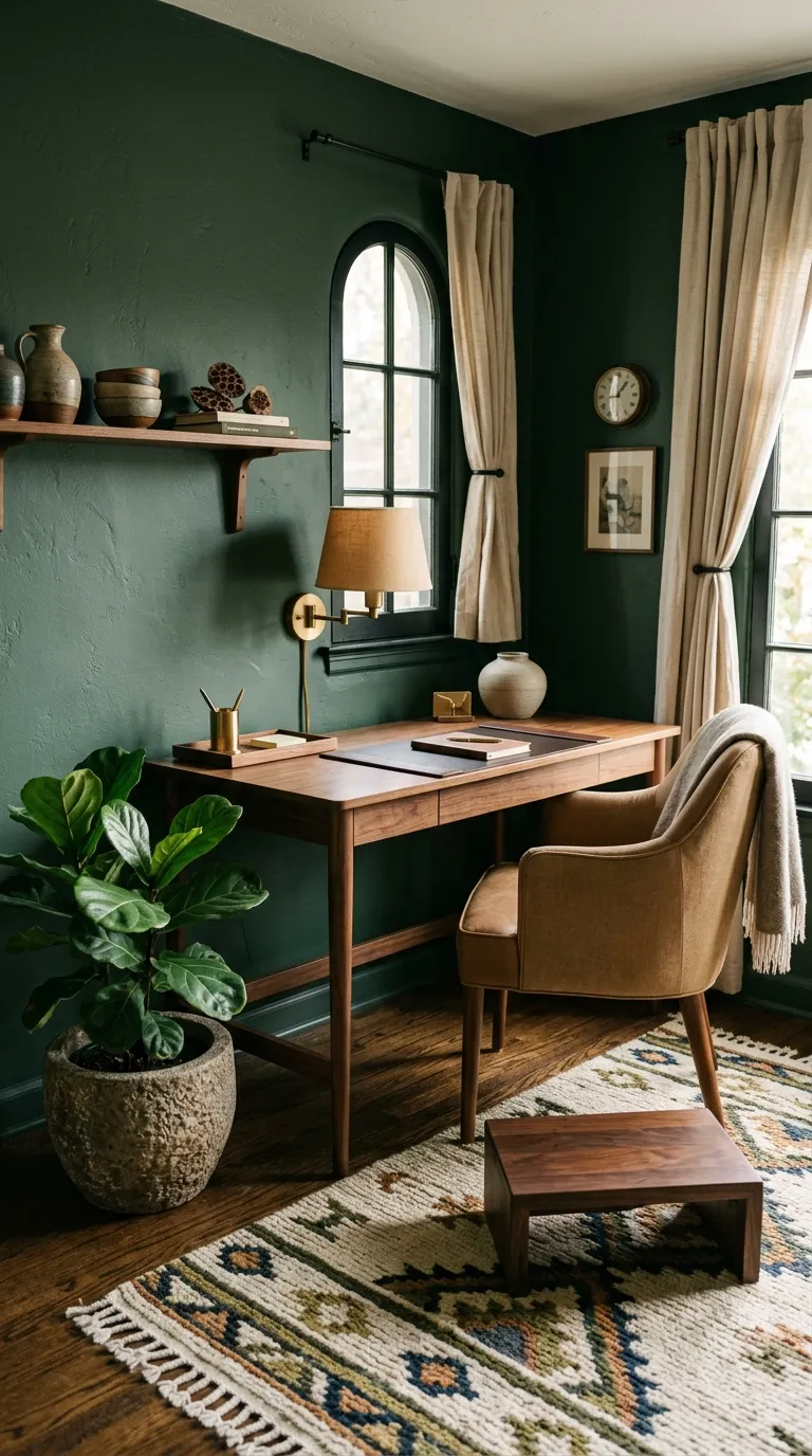 feng shui home office color ideas Deep Green for a Cozy Focus Nook