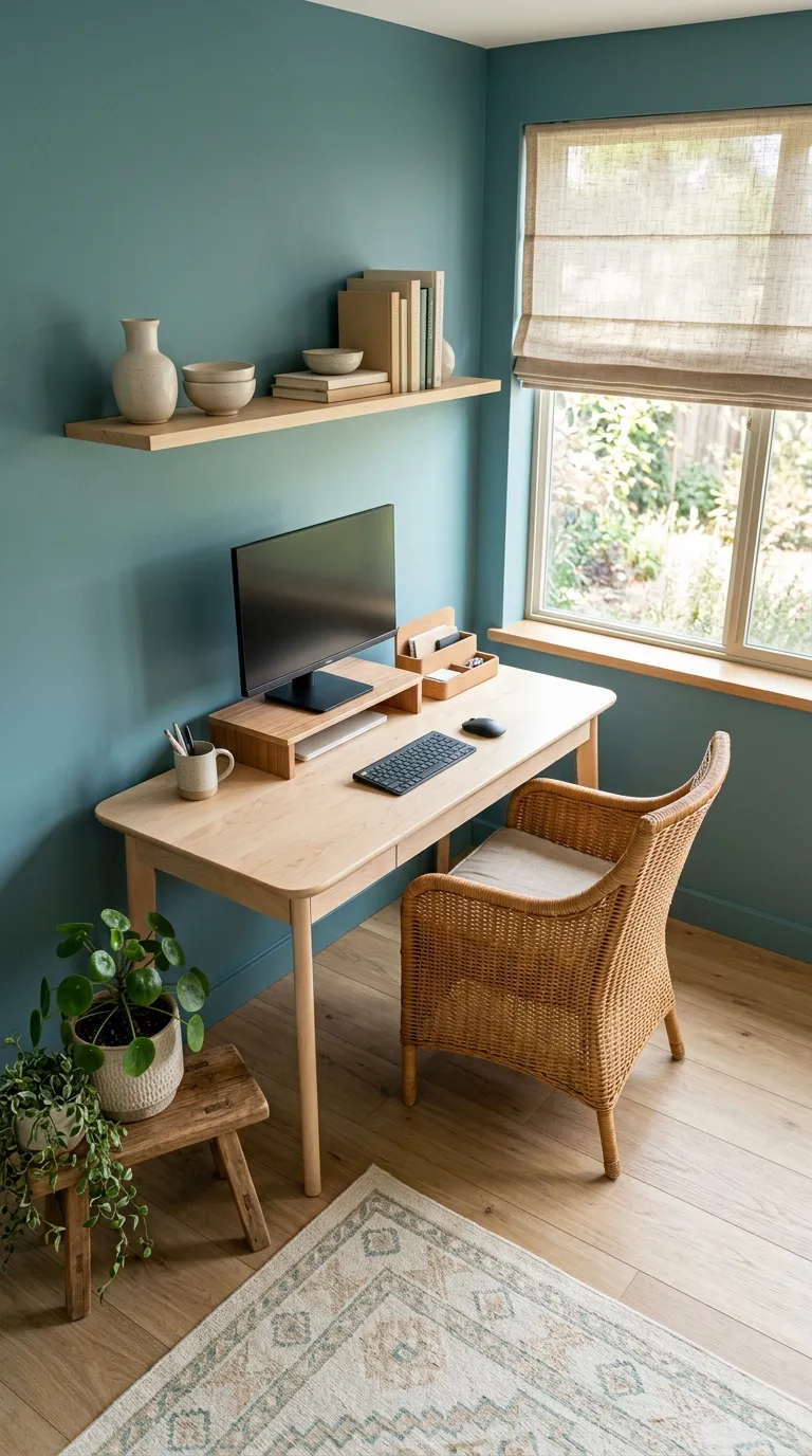 feng shui home office color ideas Muted Teal for a Balanced Color Accent