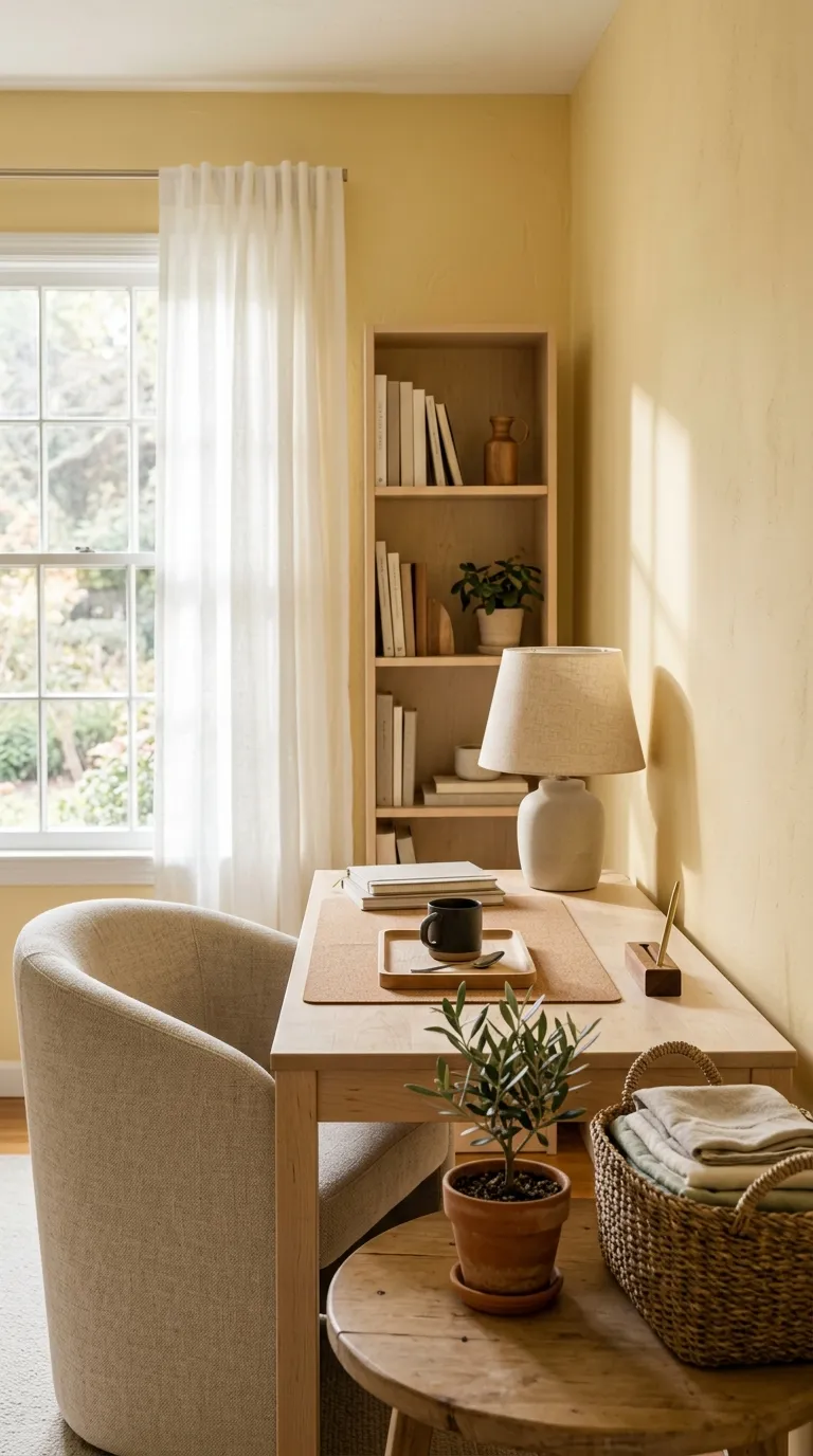 feng shui home office color ideas Pale Yellow for a Brighter Morning Workspace
