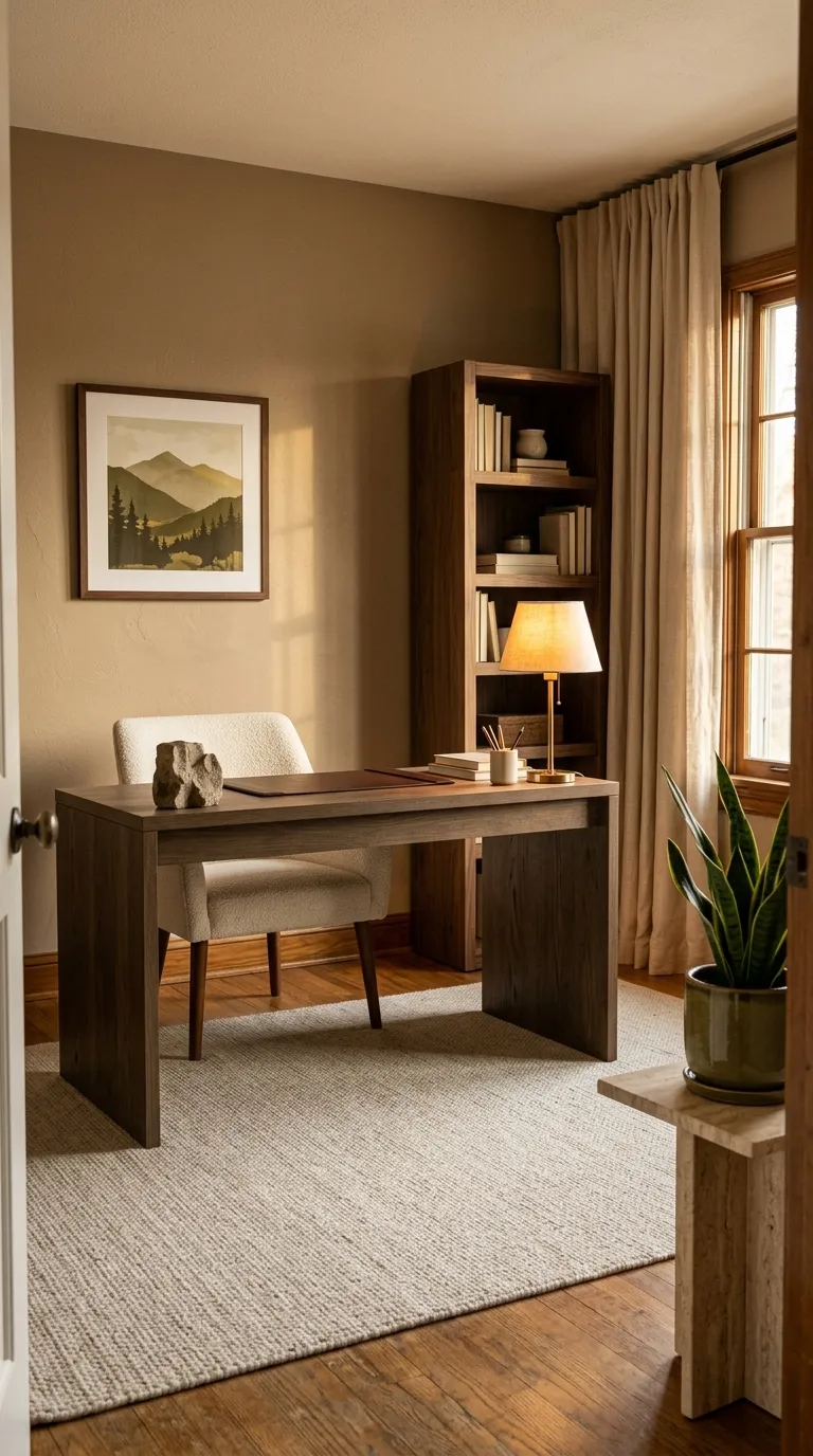 feng shui home office color ideas Warm Taupe for a Polished Neutral Office