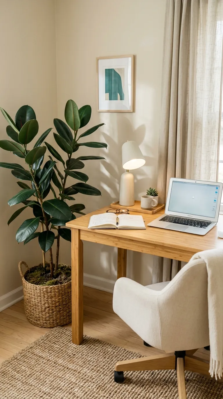 feng shui home office desk placement ideas Place a Plant Beside the Desk