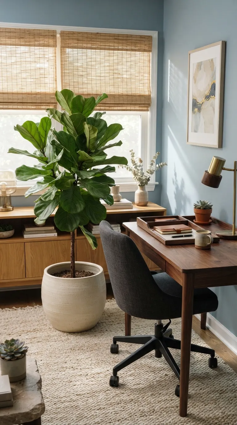 feng shui home office ideas for positive energy Add a Healthy Green Plant