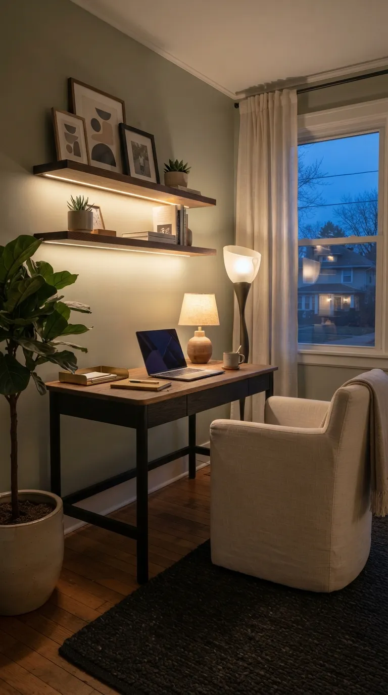 feng shui home office ideas for positive energy Use Soft, Balanced Lighting