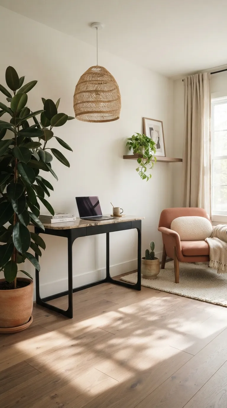 feng shui home office ideas for productivity Add Healthy Greenery for Fresh Energy
