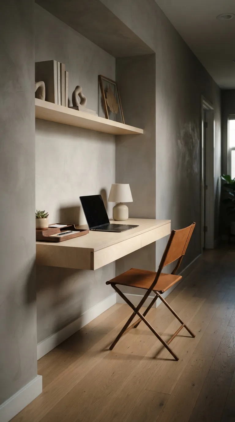 feng shui home office ideas for small spaces Use a Floating Desk to Save Floor Space