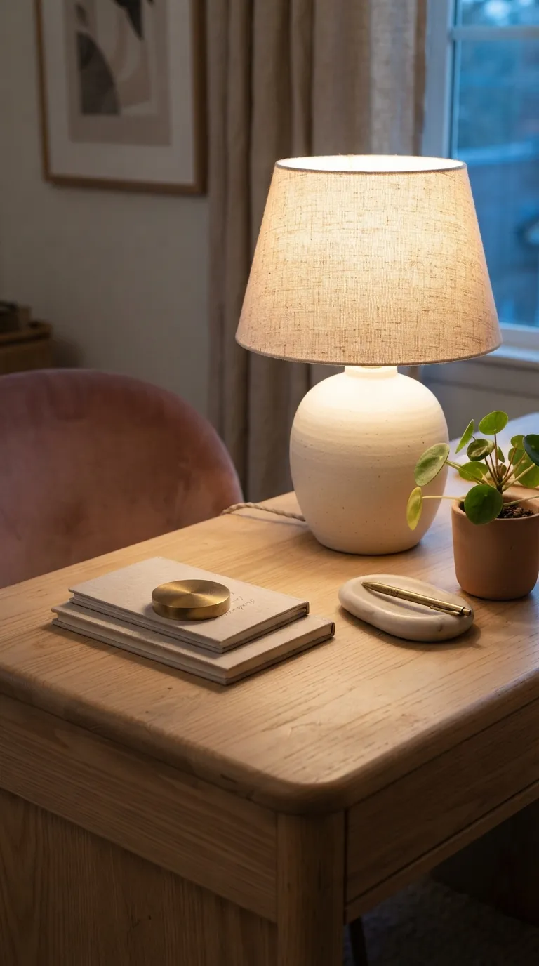 feng shui home office ideas for success and wealth Add a Rounded Desk Lamp