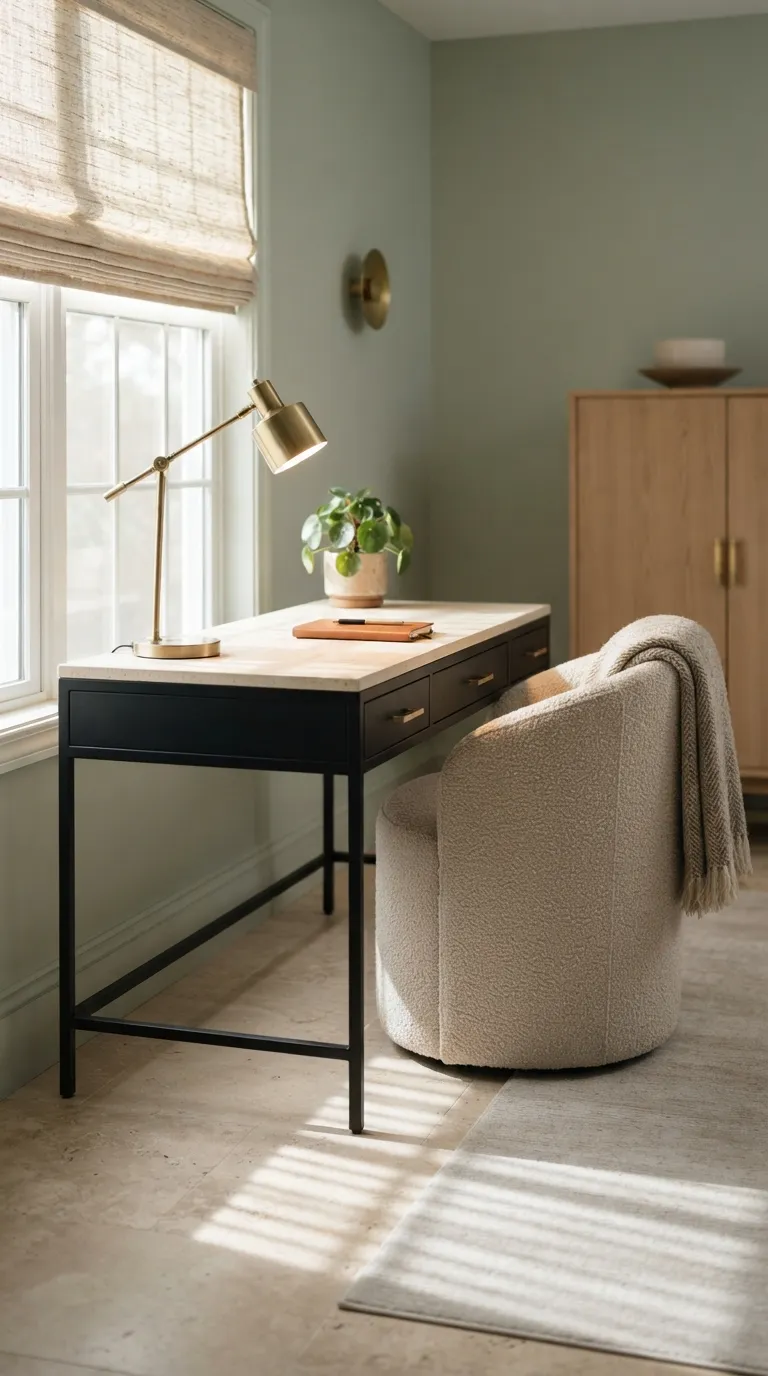 feng shui home office ideas for success and wealth Balance Metal Accents With Soft Textures