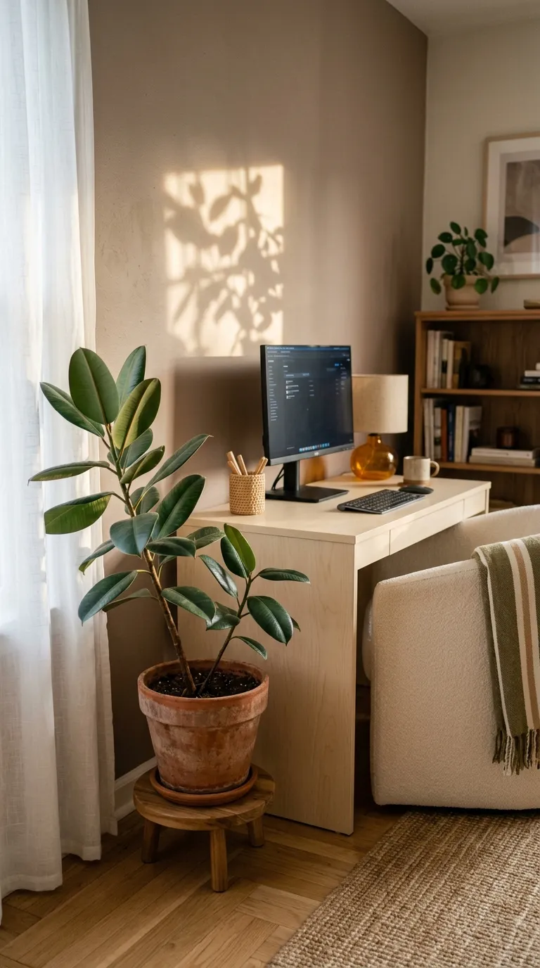 feng shui home office ideas on a budget Add One Healthy Green Plant