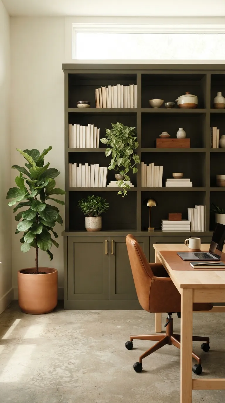 feng shui home office ideas with plants Add a Plant to Your Bookshelf
