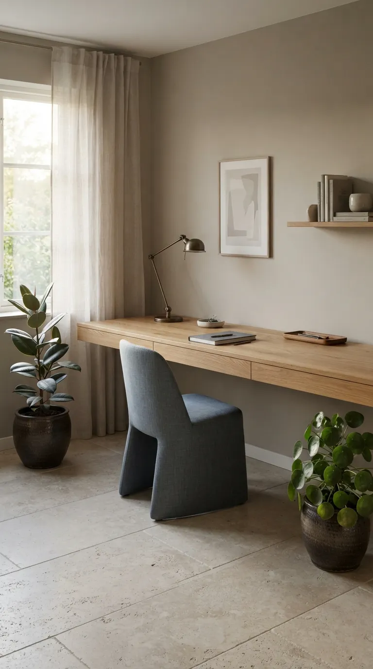 feng shui home office ideas with plants Frame the Desk With Two Balanced Plants