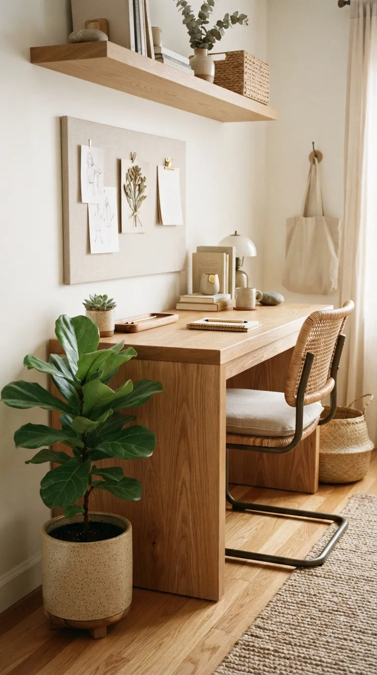feng shui home office ideas with plants Pair Plants With Natural Wood Furniture