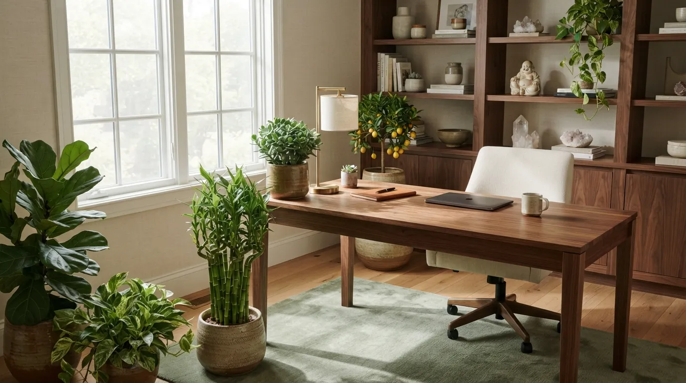 feng shui home office ideas with plants