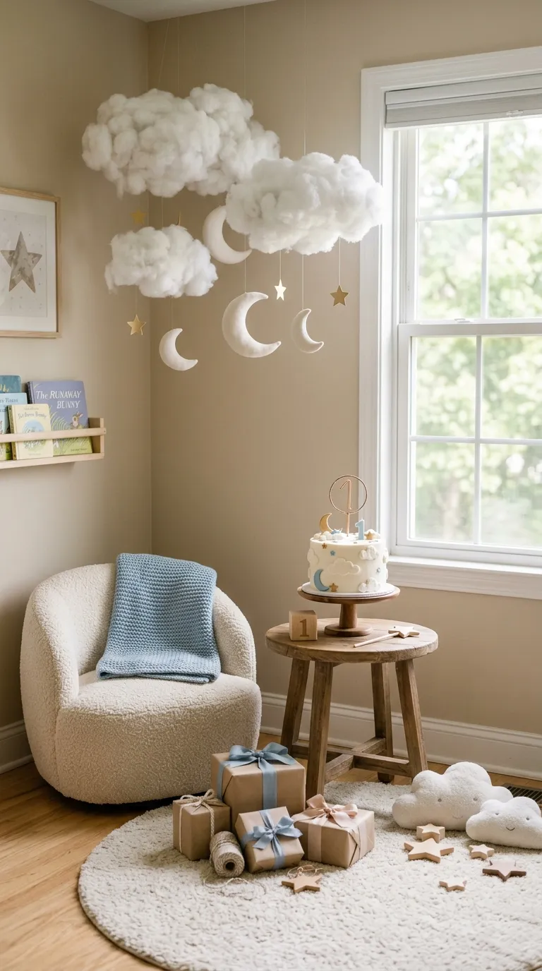First Birthday Decorations For Girl Cloud And Moon Theme