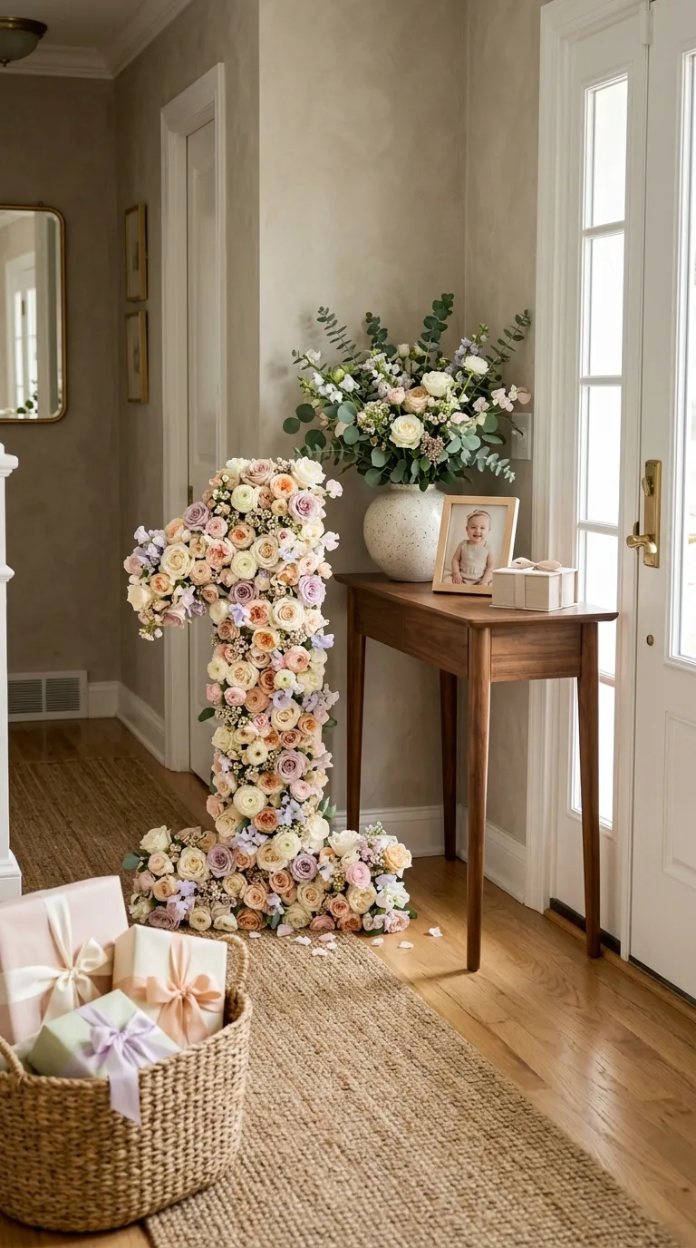 First Birthday Decorations For Girl Floral Number Display