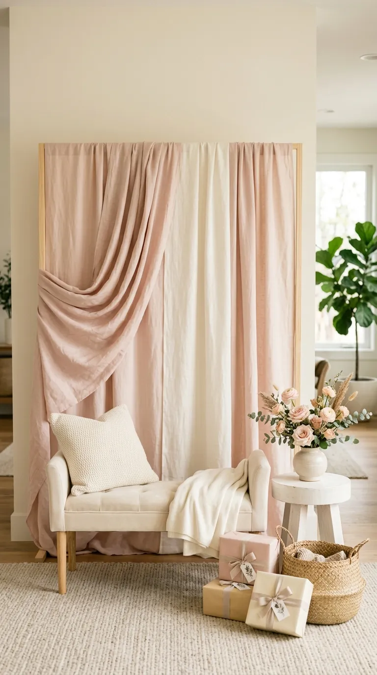First Birthday Decorations For Girl Pink And Cream Backdrop