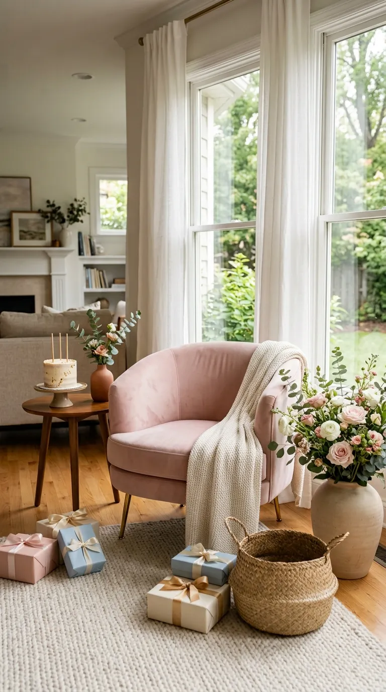 First Birthday Decorations For Girl Pink Floral Chair