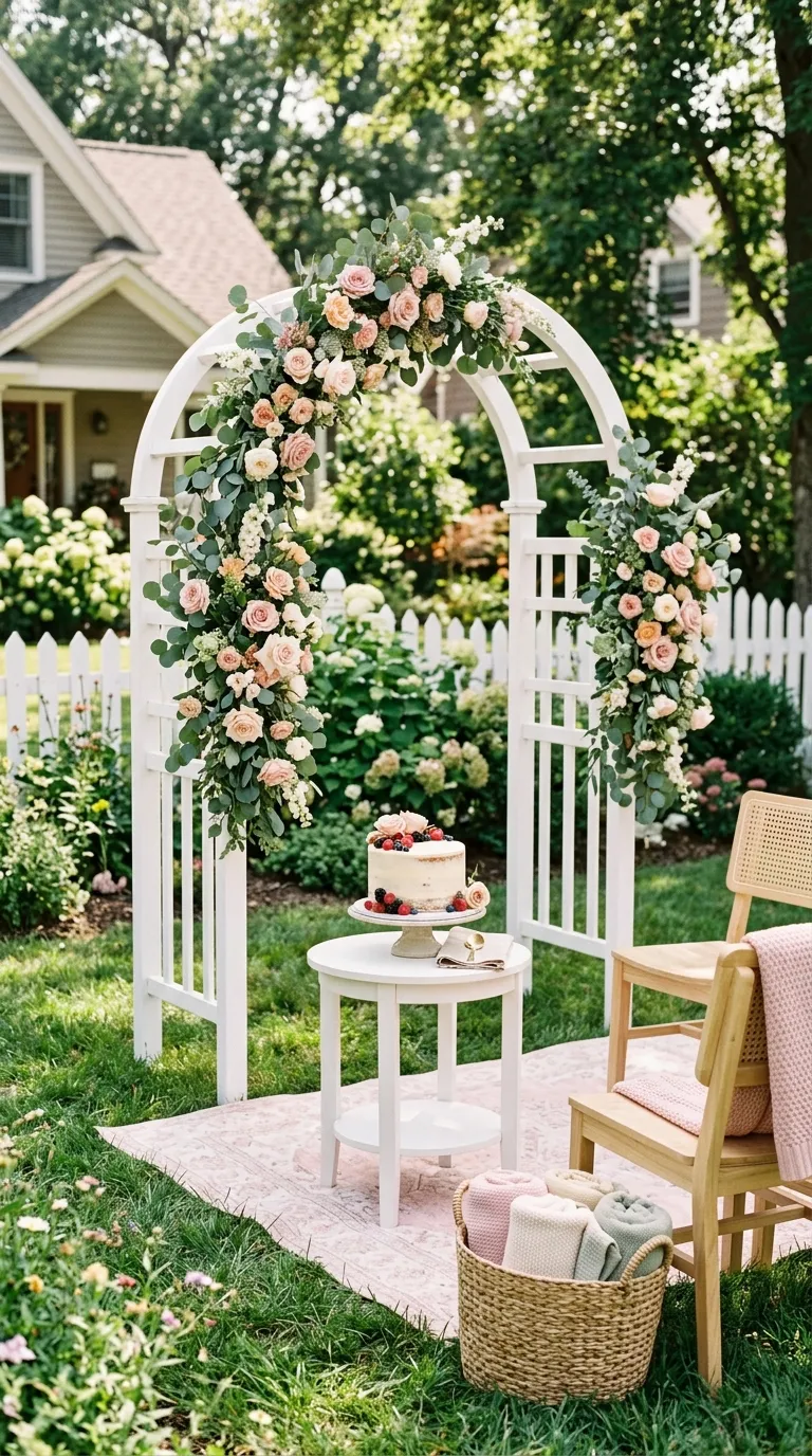 First Birthday Decorations For Girl Pink Garden Arch