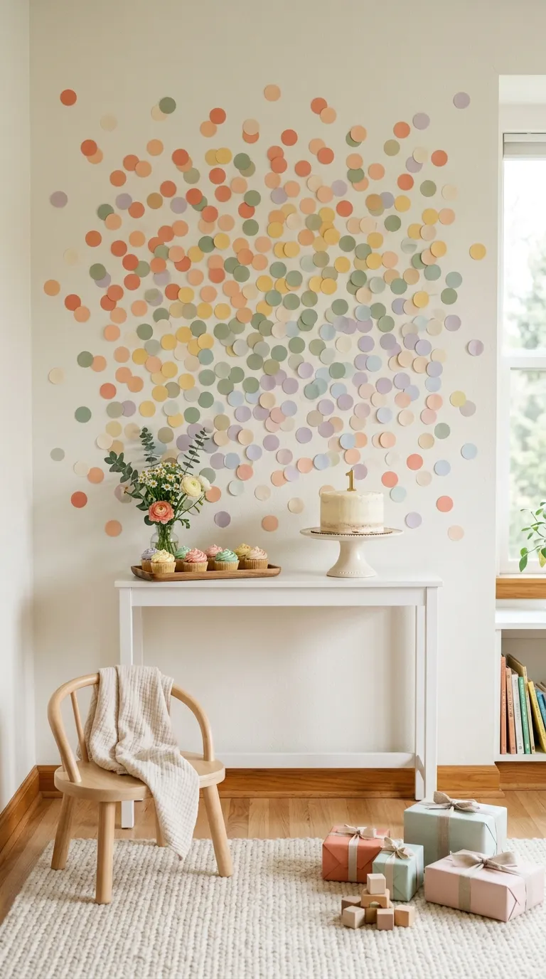 First Birthday Decorations For Girl Rainbow Confetti Wall