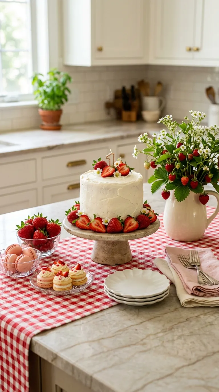 First Birthday Decorations For Girl Strawberry Birthday Table