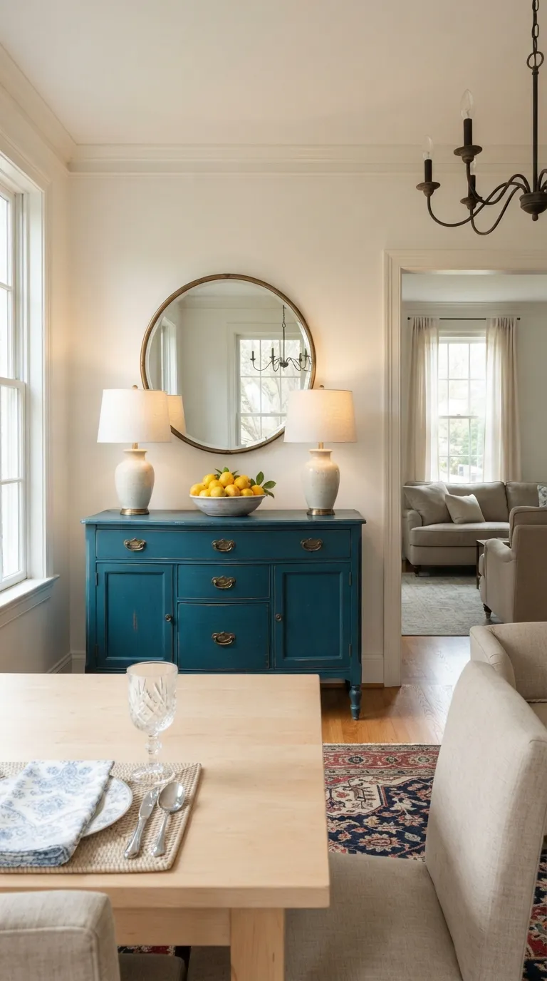 formal dining room decor Bright Painted Sideboard